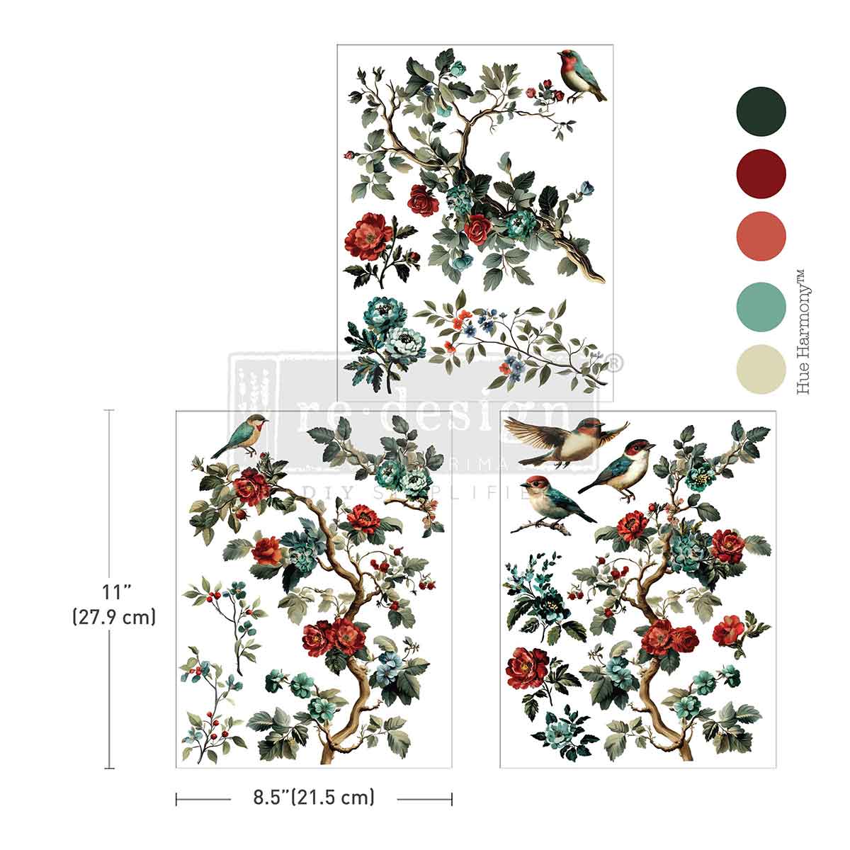 MIDDY TRANSFERS® – THE ROSY NEST – 3 SHEETS, 8.5″X11″