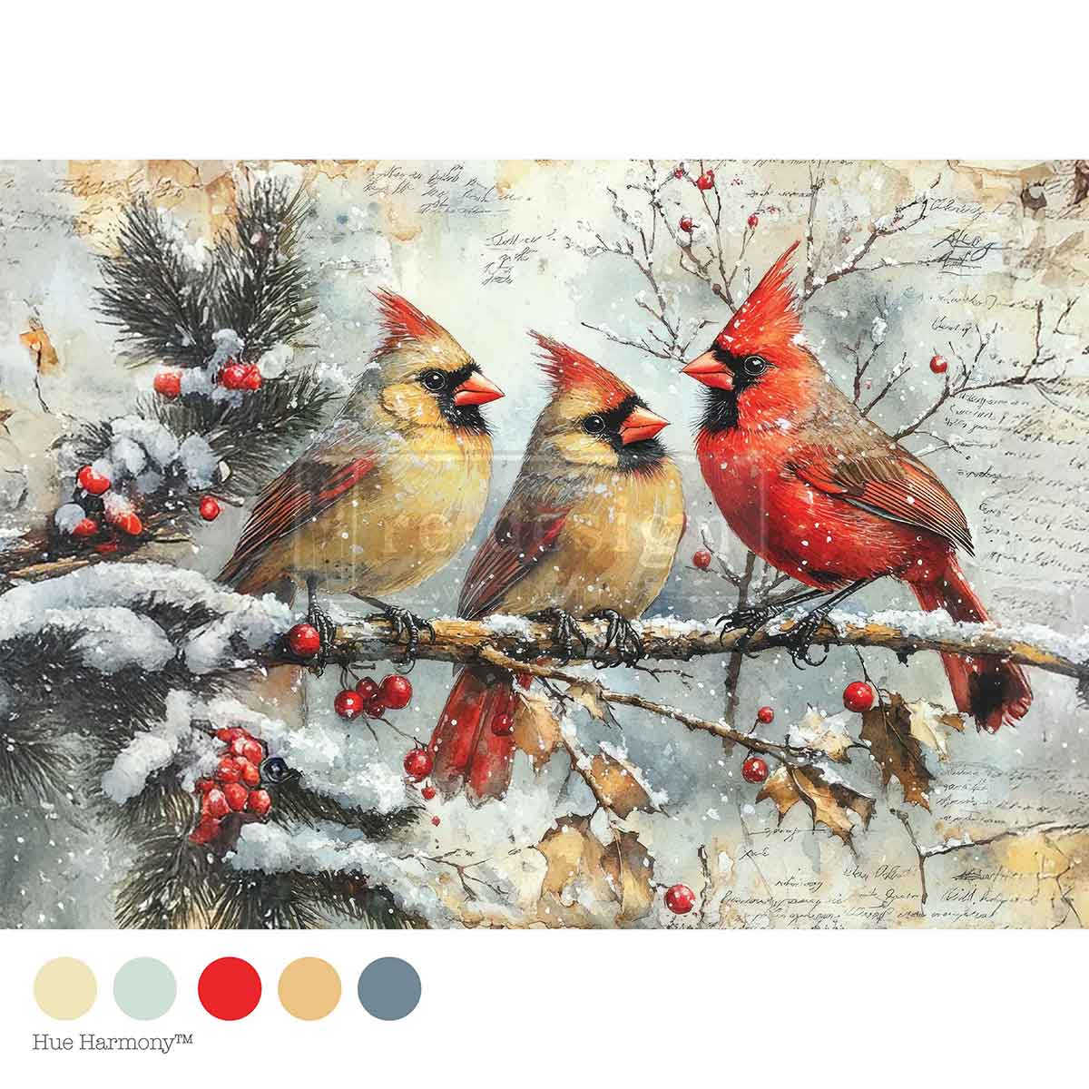 A4 DECOUPAGE – CRIMSON NOEL – 1 SHEET, 8.27″X11.69″