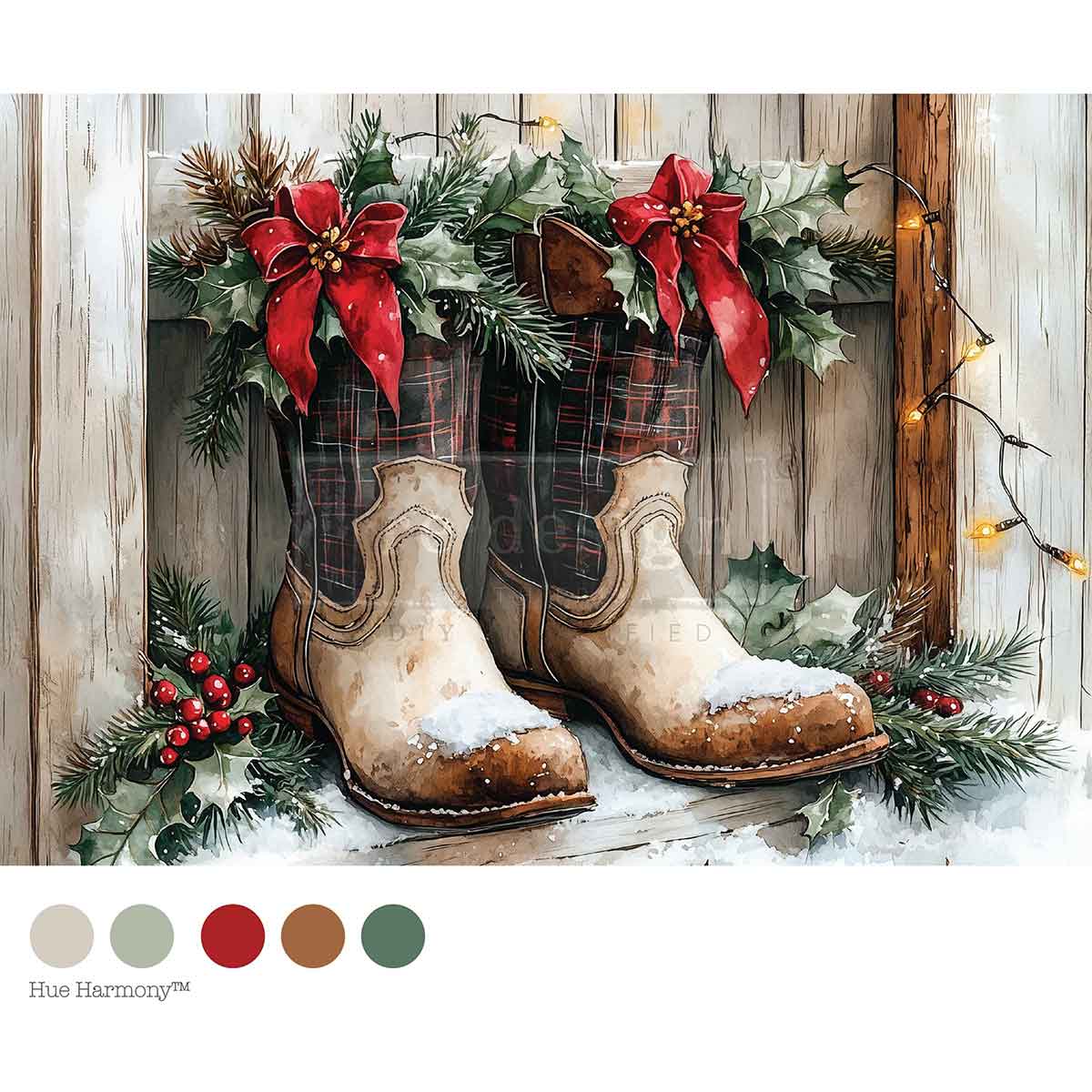 A4 DECOUPAGE – FARMHOUSE NOEL – 1 SHEET, 8.27″X11.69″