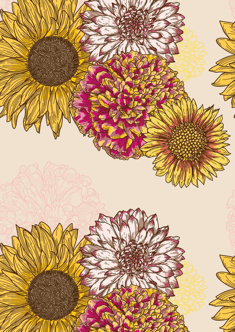 Autumn Florals - A3 Rice Decoupage Paper 3 Sheets