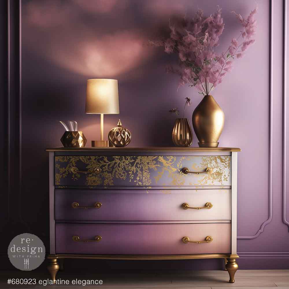 DECOR TRANSFERS® FOIL – ÉGLANTINE ELEGANCE – TOTAL SHEET SIZE 18″X24″, CUT INTO 2 SHEETS