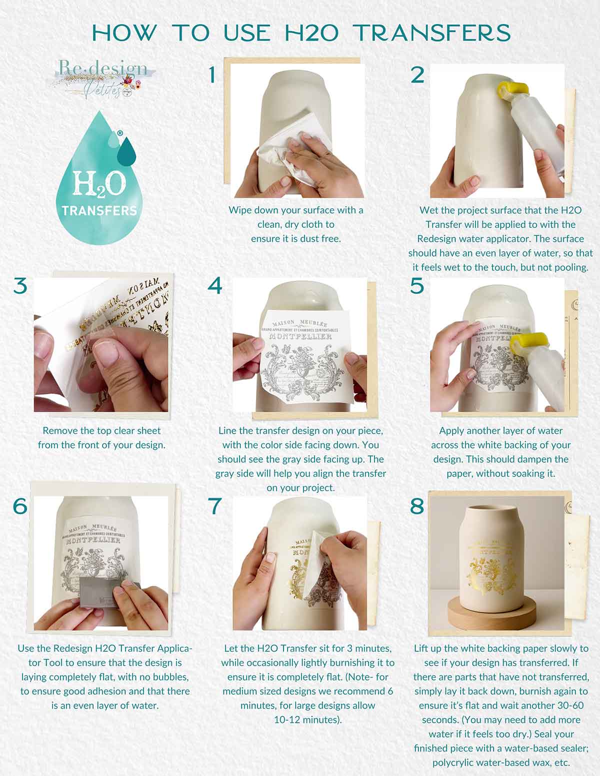 H2O TRANSFERS GOLD – GILDED MEMORIES – 2 SHEETS, 8.5″X11″