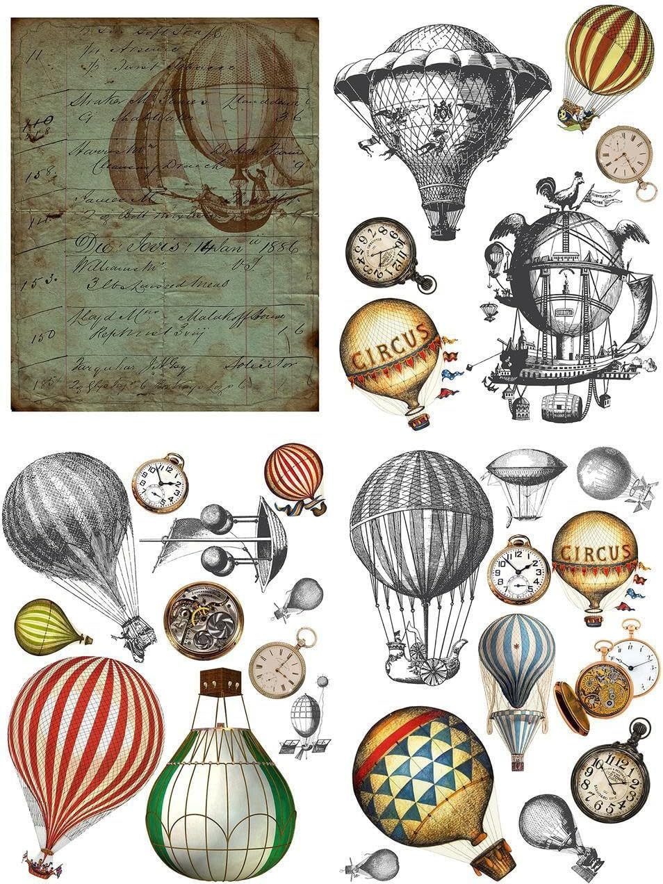 Hot Air Balloons & Clocks Transfer