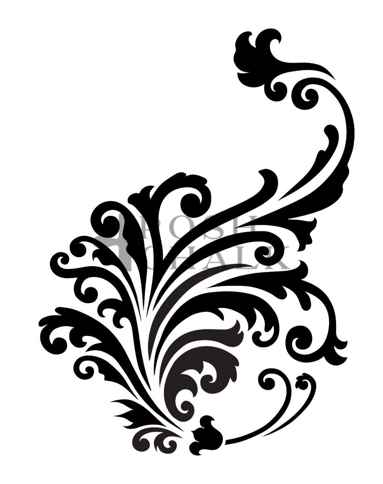 Posh Chalk Leafy Scroll Stencil 19.5×29.7cm (PCS081)
