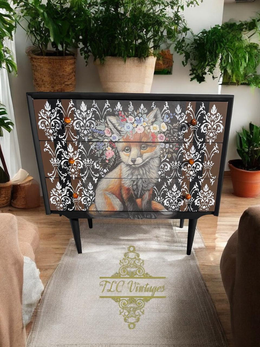 Floraison Fox - A3 Rice Decoupage Paper