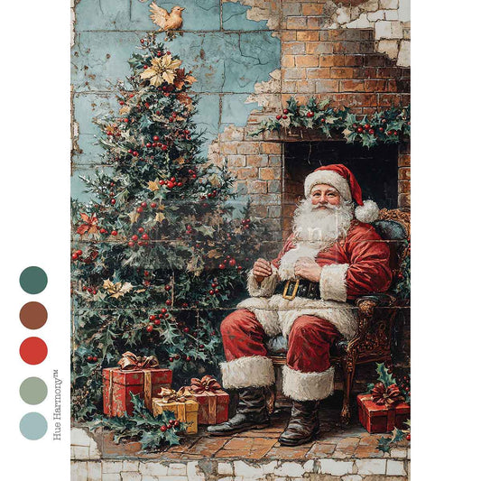 A4 DECOUPAGE – COZY CLAUS CORNER – 1 SHEET, 8.27″X11.69″