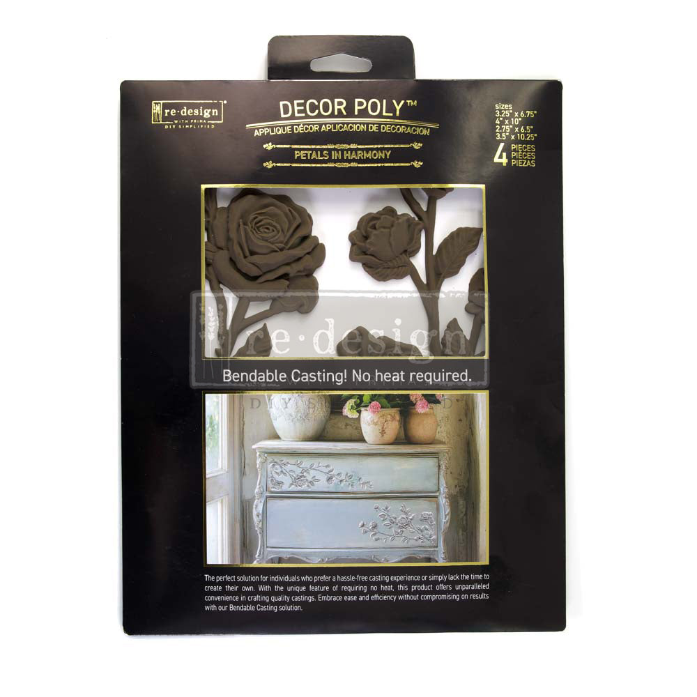 Decor Poly – Petals in Harmony – 1 pc, 10″x4″ (25.4cmx10.2cm) + 1 pc, 10.25″x3.5″ (26cmx8.9cm) + 1 pc, 6.75″x3.25″ (17.1cmx8.3cm) + 1 pc, 6.75″x2.75″ (16.5cmx7cm)