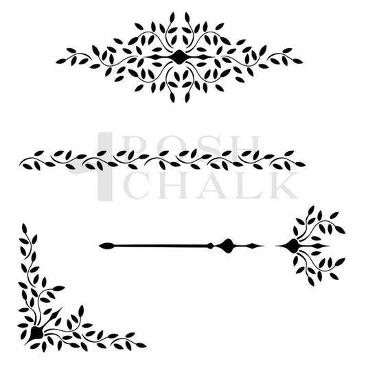 Posh Chalk Leafy Border Stencil 29x30cm (PCS084)