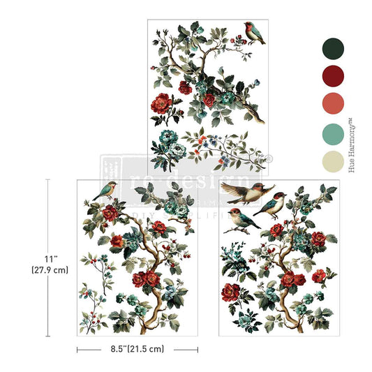 MIDDY TRANSFERS® – THE ROSY NEST – 3 SHEETS, 8.5″X11″