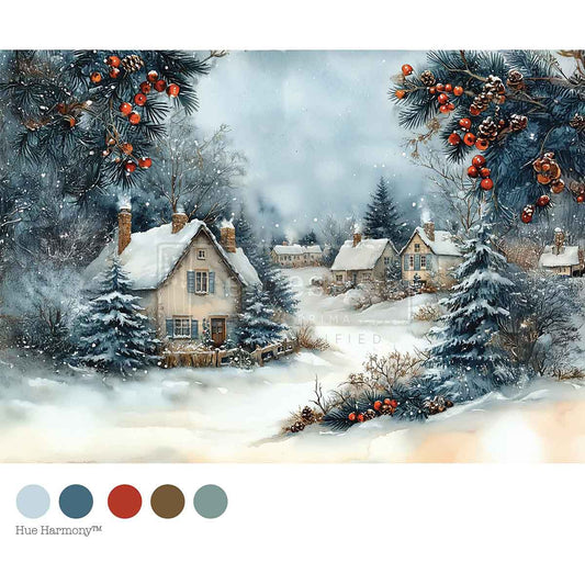 A4 DECOUPAGE – WINTER HEARTH – 1 SHEET, 8.27″X11.69″