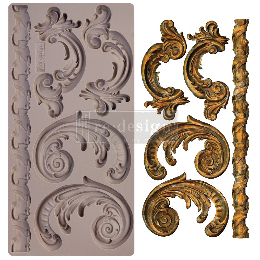 REDESIGN DECOR MOULDS® – LILIAN SCROLLS – 1 PC, 5″X10″, 8MM
