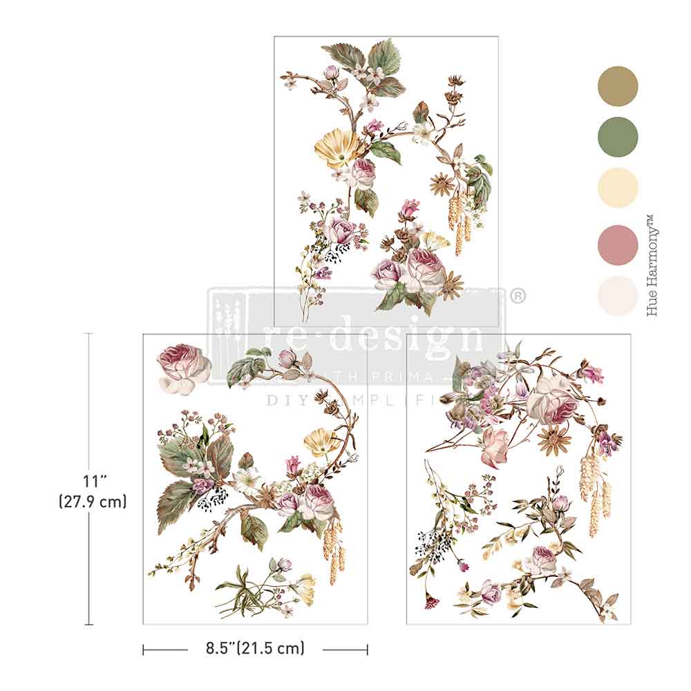 MIDDY TRANSFERS® – ROSETTE ROYALE – 3 SHEETS, 8.5″X11″