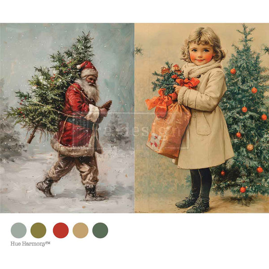 A4 DECOUPAGE – VINTAGE TIDINGS – 1 SHEET, 8.27″X11.69″