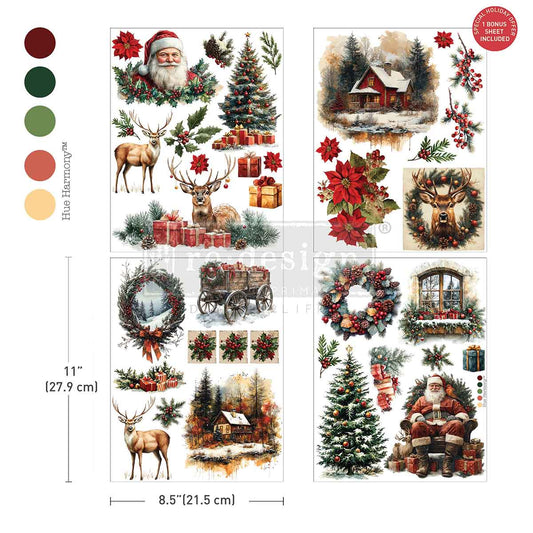 MIDDY TRANSFERS® – YULETIDE NOSTALGIA – 3 SHEETS + 1 BONUS SHEET, 8.5″X11″