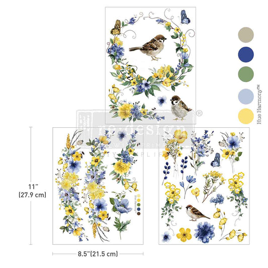 MIDDY TRANSFERS® – SUNLIT AVIARY – 3 SHEETS, 8.5″X11″