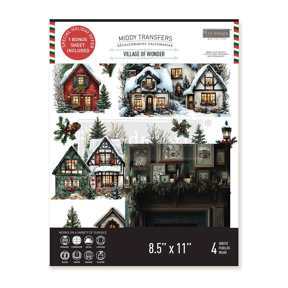 MIDDY TRANSFERS® – VILLAGE OF WONDER – 3 SHEETS + 1 BONUS SHEET, 8.5″X11″