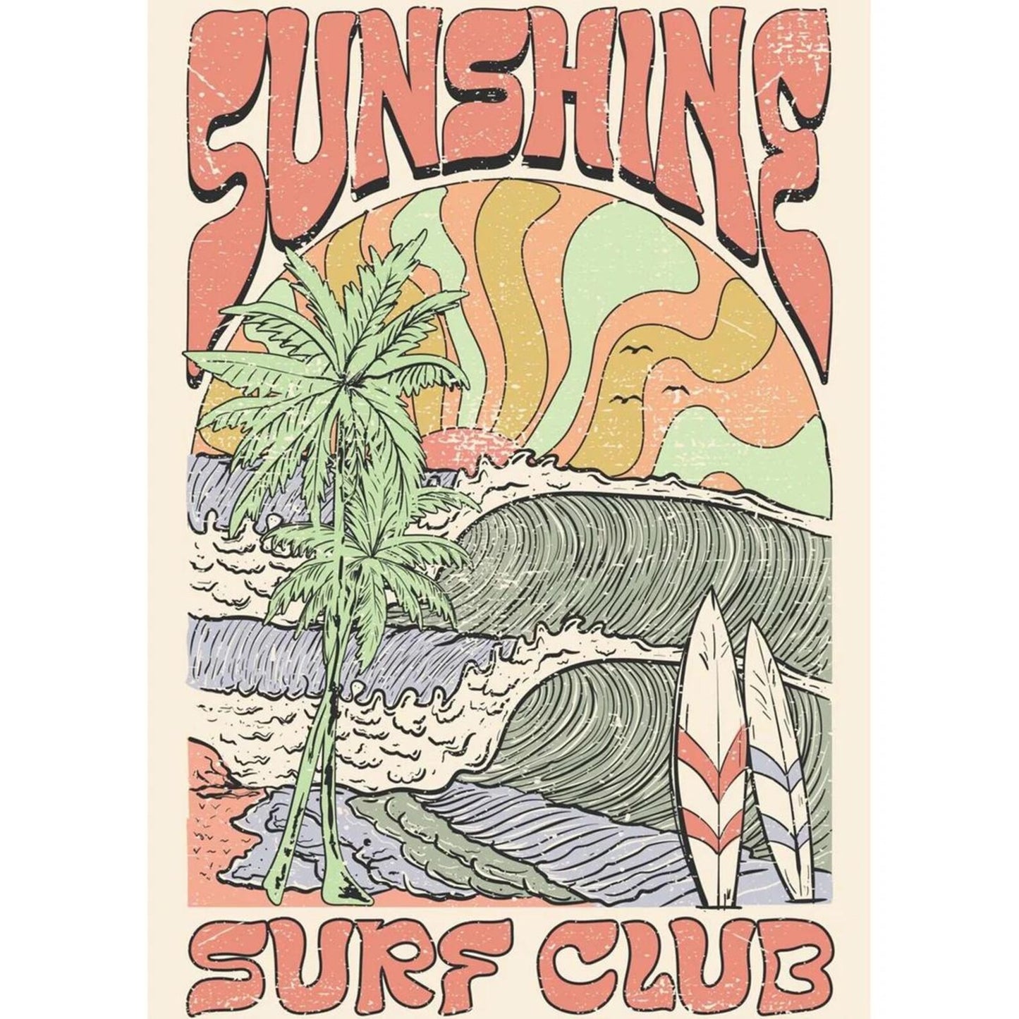 Vintage Surf Club - A4 Rice Decoupage Paper