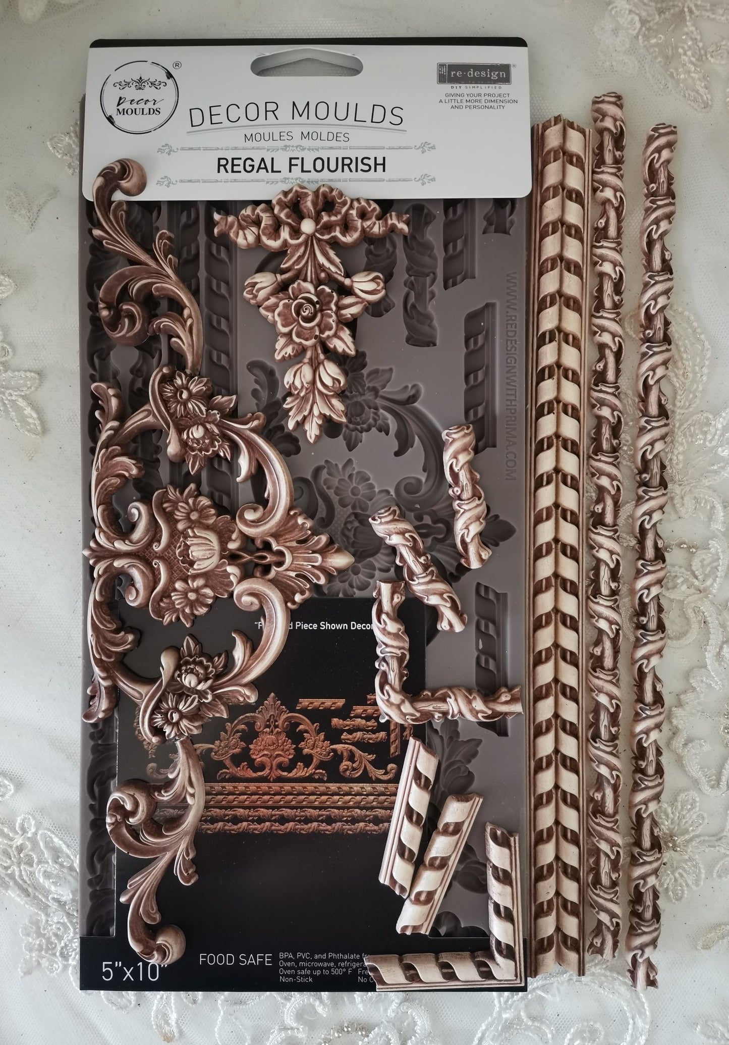 DECOR MOULDS® – REGAL FLOURISH – 1 PC, 5″X10″X8MM