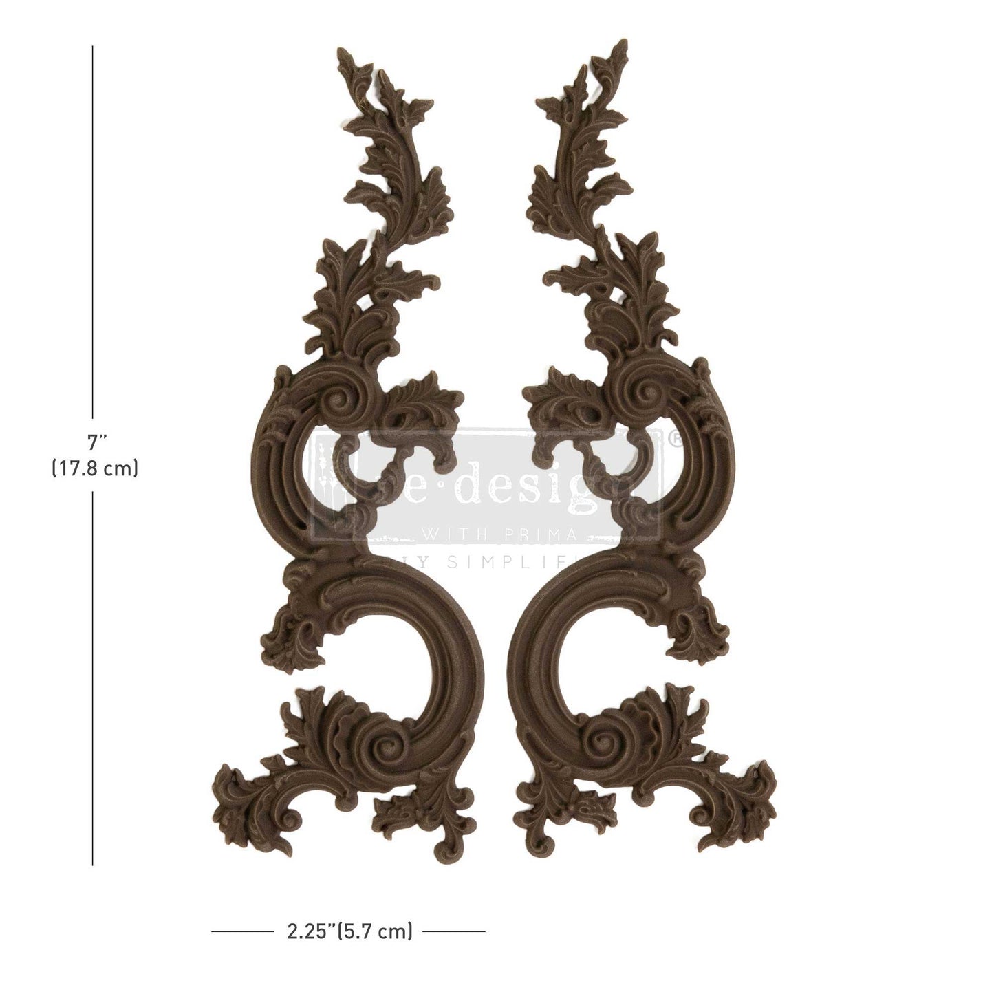 DECOR POLY® – SCROLL ENRICH – 2 PCS, 7″X2.25″X0.28″ / 17.8CMX5.72CMX0.71CM