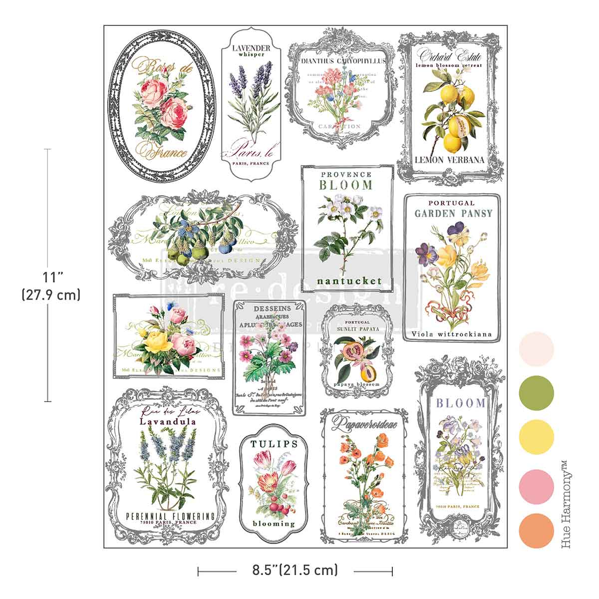 H2O Transfers Single Sheet – Whispers & Petals – 1 sheet, 8.5″x11″