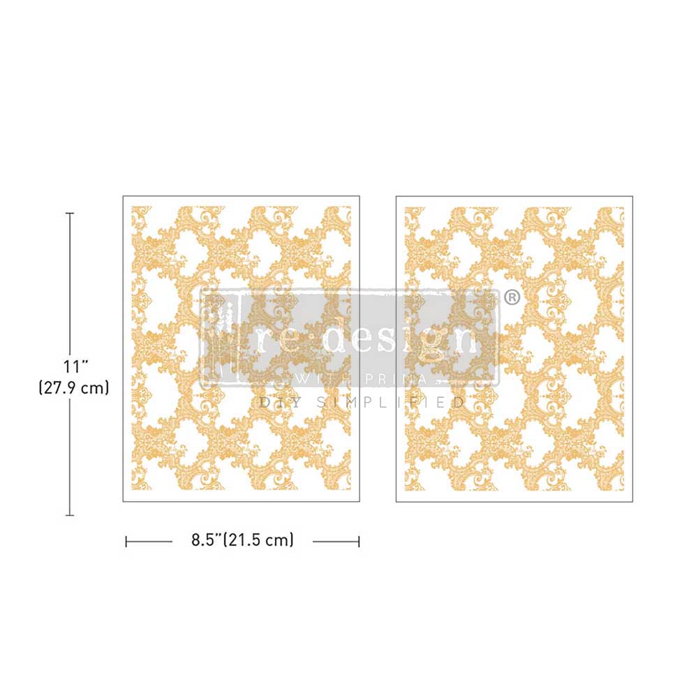 MIDDY FOIL TRANSFERS® KACHA – GOLDEN LACEWORK – 2 SHEETS, 8.5″X11″