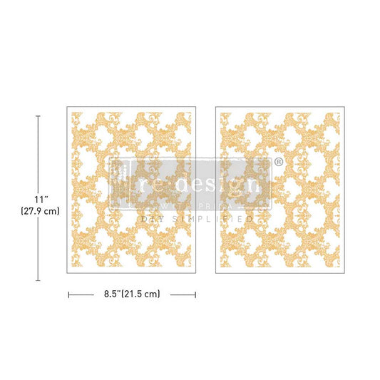 MIDDY FOIL TRANSFERS® KACHA – GOLDEN LACEWORK – 2 SHEETS, 8.5″X11″