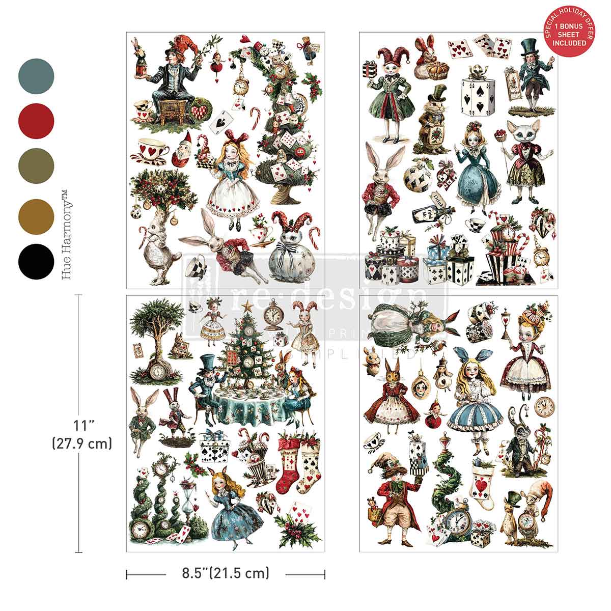 MIDDY TRANSFERS® – WHIMSICAL HOLIDAY DREAMS – 3 SHEETS + 1 BONUS SHEET, 8.5″X11″