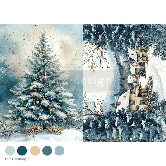 A4 DECOUPAGE – SILENT NIGHT SPARKLE – 1 SHEET, 8.27″X11.69″