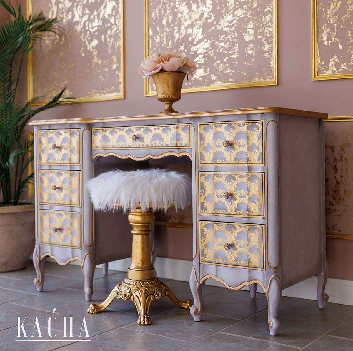MIDDY FOIL TRANSFERS® KACHA – GOLDEN LACEWORK – 2 SHEETS, 8.5″X11″