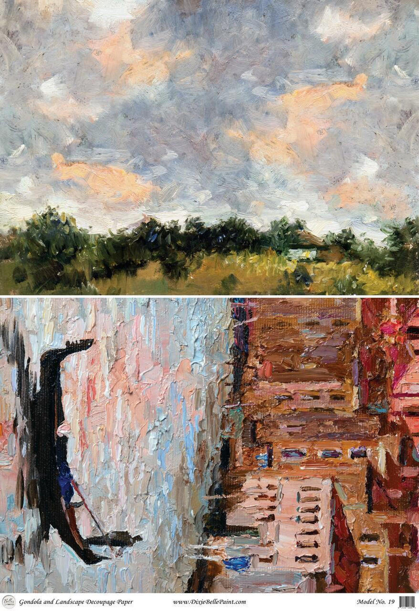 Gondola and Landscape - A1 Rice Decoupage Paper